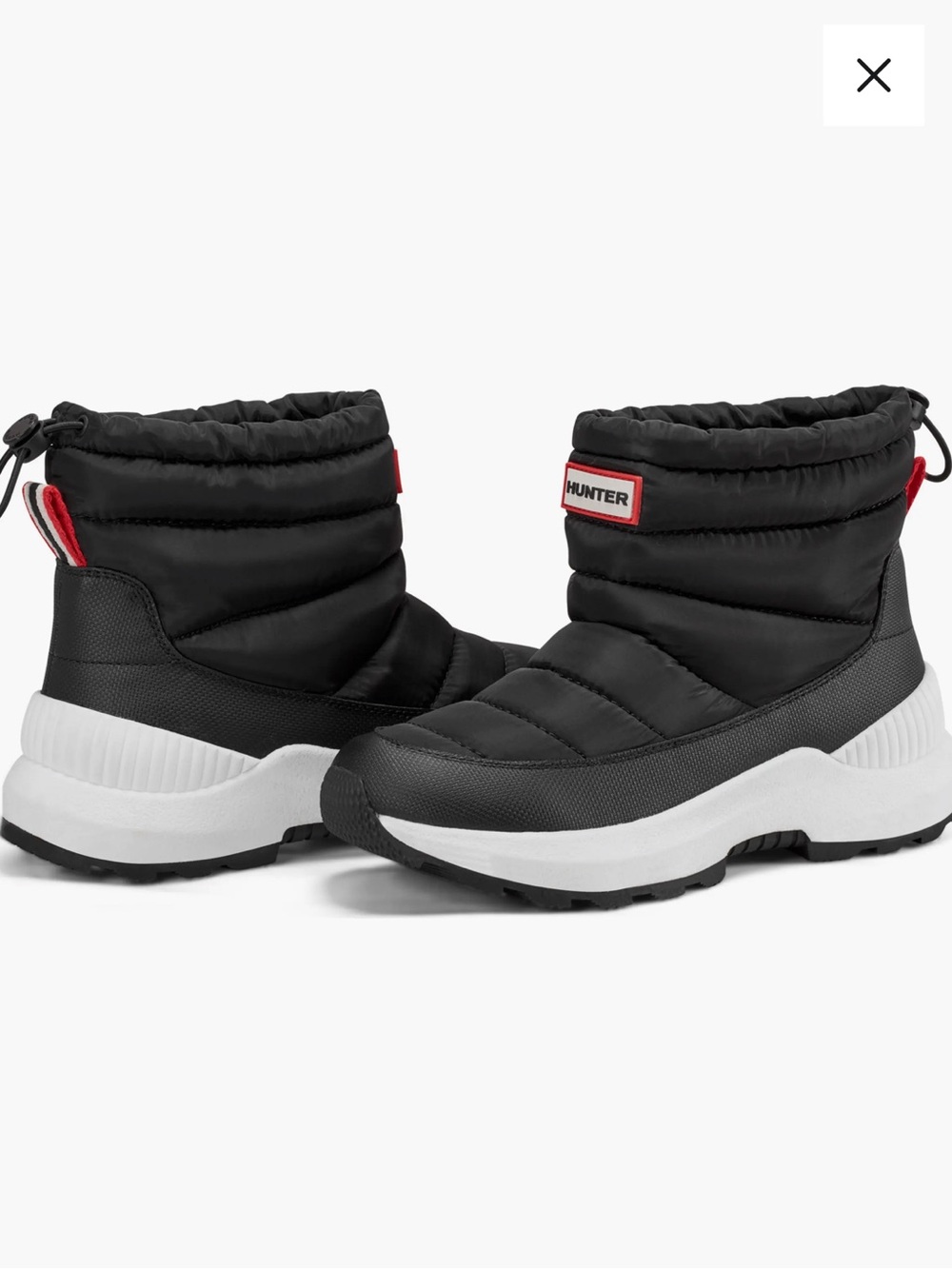 Hunter Brixton Waterproof Boot Booties, Black/White, Size 10 NEW no box